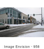 #958 Photography Of Snowy Roads Beside The Medford Oregon Library