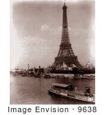 #9638 Picture Of A Tourist Boat By Eiffel Tower