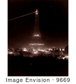 #9669 Picture Of The Eiffel At Night 1900