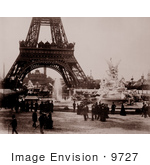 #9727 Picture Of A Fountain Coutan And Eiffel Tower