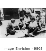 #9808 Picture Of Boys Playing Checkers On The Sidewalk