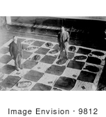 #9812 Picture Of Men Playing Lawn Checkers