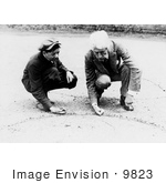 #9823 Picture Of A Man Showing A Boy How To Shoot Marbles