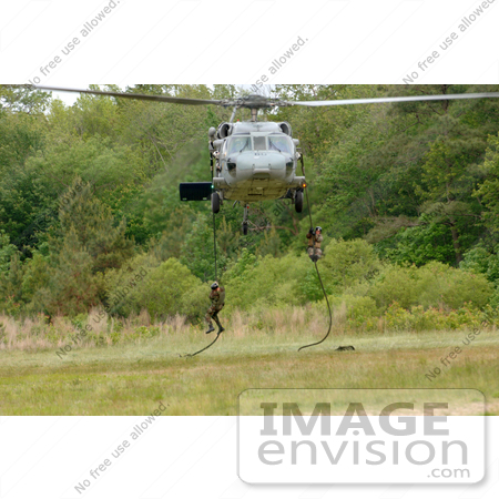 #10585 Picture of Soldiers Hanging on Ropes Under a Helicopter by JVPD
