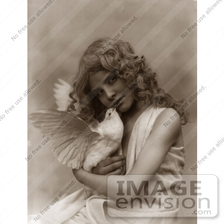 #11038 Picture of an Angelic Girl Holding a Dove by JVPD