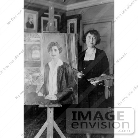 #11237 Picture of a Painter With a Portrait of Grace Coolidge by JVPD