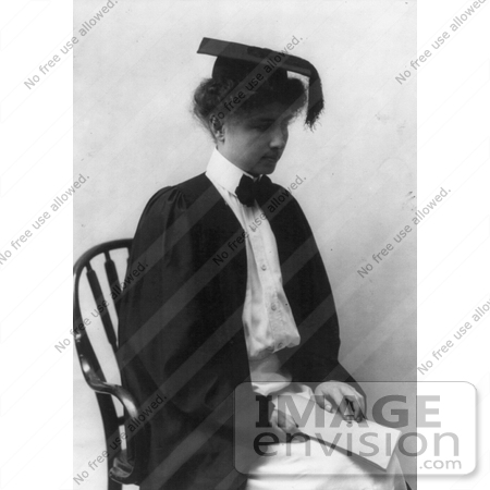 #11303 Picture of Helen Keller in Graduation Gown and Cap by JVPD