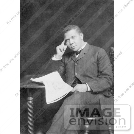 #11370 Picture of Booker Taliaferro Washington Reading a Newspaper by JVPD