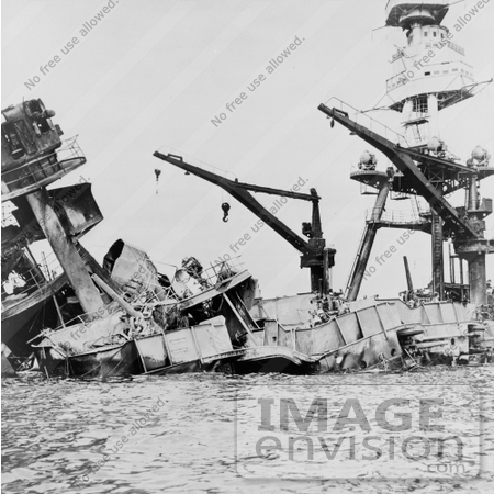#11400 Picture of the USS Arizona, Attack on Pearl Harbor by JVPD