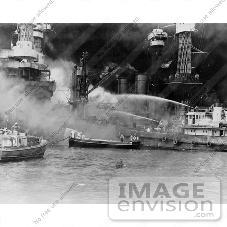 #11402 Picture of Sailors Fighting Flames on the Attack of Pearl Harbor by JVPD