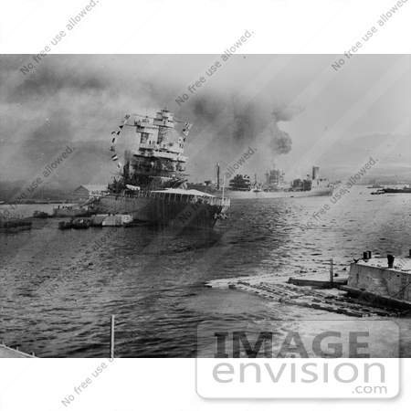 #11407 Picture of Oil Tanker USS Neosho During Attack on Pearl Harbor by JVPD