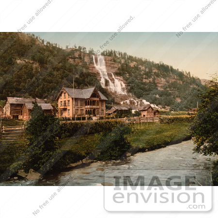 #11530 Picture of Tvindefos Waterfall and Hotel, Hardanger Fjord by JVPD