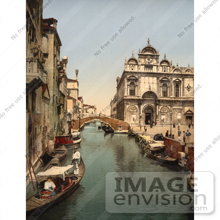 #11642 Picture of Gondolas on Canal, Venice by JVPD