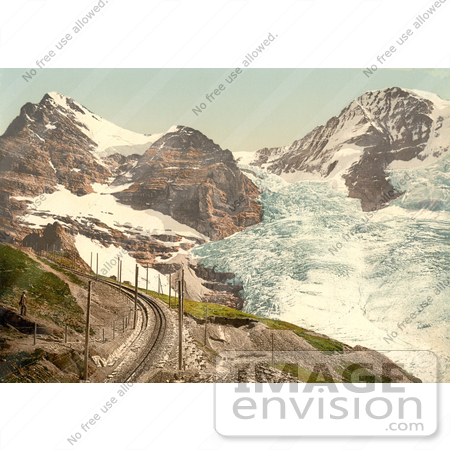 #12012 Picture of Train Tracks Near Jungfrau, Eiger and Monch Mountains by JVPD