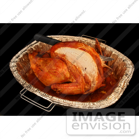 #1212 Thanksgiving Photography of a Cut Turkey with a Knife in a Pan by Kenny Adams