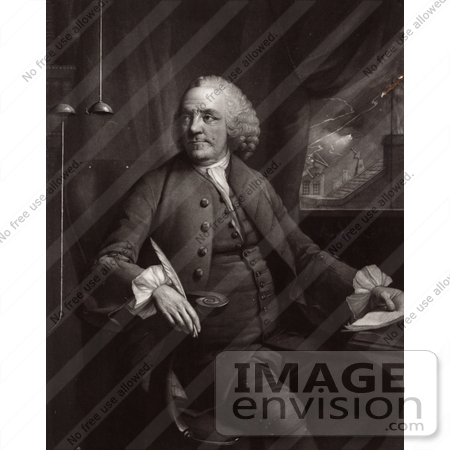 #12287 Picture of Benjamin Franklin Studying Electricity by JVPD