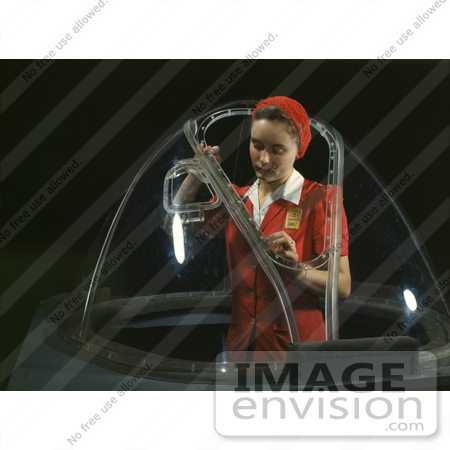 #1239 Photo of a Riveter Woman Working on a Nose Section of a Bombardier by JVPD