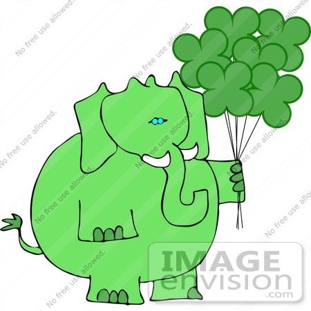 #12396 St Paddy’s Elephant With Balloons Clipart by DJArt