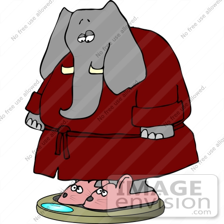 #12455 Elephant in a Robe, Standing on a Scale Clipart by DJArt
