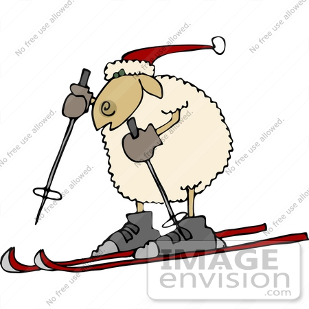 #12480 Skiing Sheep Clipart by DJArt