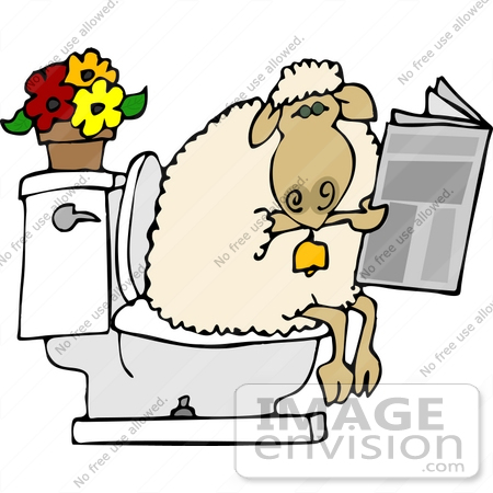 #12481 Sheep Using a Toilet Clipart by DJArt