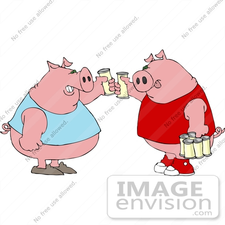 #12499 Pigs Drinking Beer Clipart by DJArt