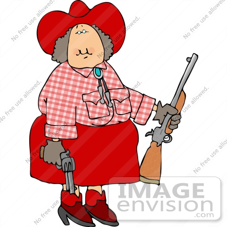 #12625 Annie Oakley Cowgirl With Guns Clipart by DJArt