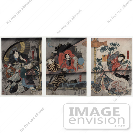 #1272 Photo of Japanese Actors and Actresses As Lions, Tigers and Elephants by JVPD