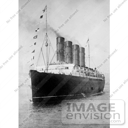 #12826 Picture of the RMS Lusitania in a Harbor by JVPD