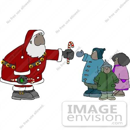 #13039 African American Santa Claus and Children Clipart by DJArt