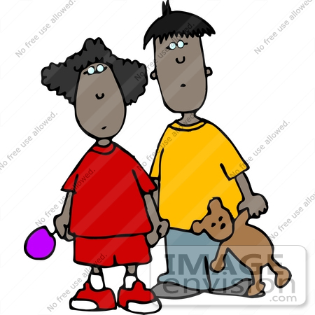 #13066 Two African American Children, Brother and Sister Clipart by DJArt