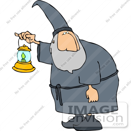 #13092 Wizard Carrying a Lantern Clipart by DJArt