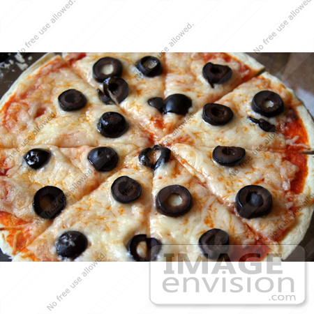 #13099 Photo of a Cheese and Olive Tortilla Pizza by Jamie Voetsch