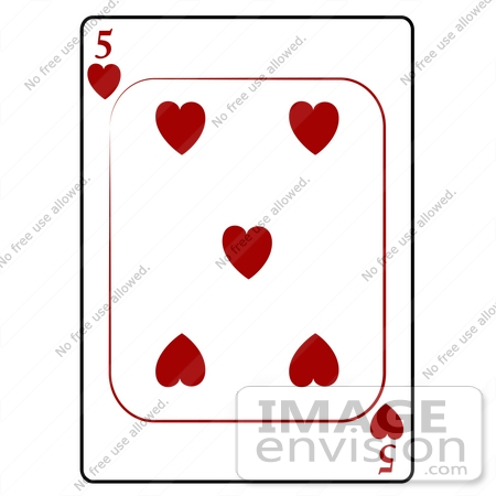 #13248 5 of Hearts Playing Card Clipart by DJArt