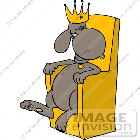 #13290 King Dog in a Crown, Sitting on a Throne Clipart by DJArt