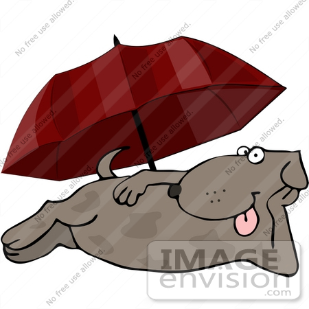#13292 Dog Under an Umbrella Clipart by DJArt