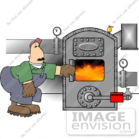 #13340 Man Checking A Boiler Clipart by DJArt