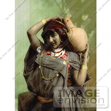#13419 Picture of a Bedouin Woman Carrying a Pottery Vessel by JVPD