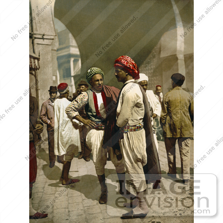 #13420 Picture of Arabian Men Chatting in the Street in Tunis, Tunisia by JVPD