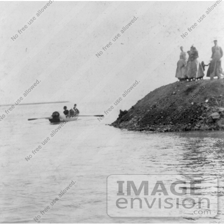 #13737 Picture of a Boat Taking Annie Edson Taylor’s Barrel to the Drop Off Point at Niagara by JVPD