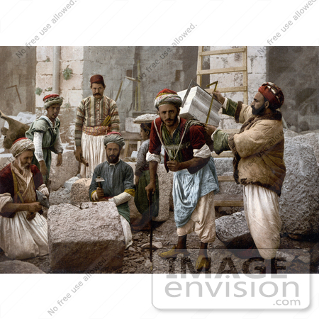 #14404 Picture of Male Stone Cutters in Jerusalem, Israel by JVPD
