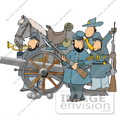 Four Civil War Soldiers With a Canon and Horse Clipart | #14425 by ...