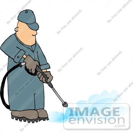 #14457 Middle Aged Caucasian Pressure Washer Man Clipart by DJArt