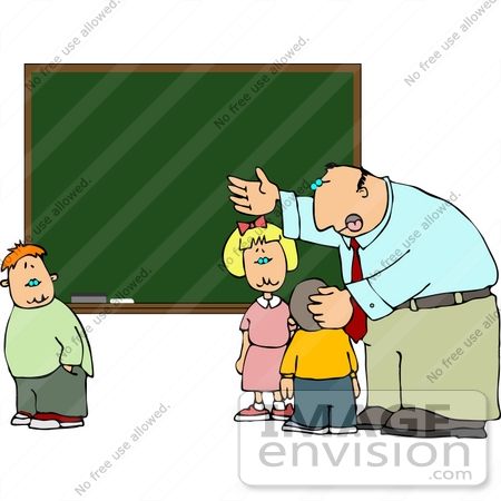 #14482 Teacher Involving Students in a Lesson at a Chalkboard Clipart by DJArt