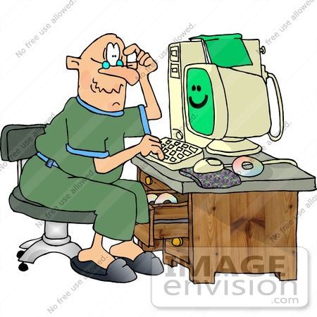 #14512 Senior Caucasian Man Using a Computer Clipart by DJArt