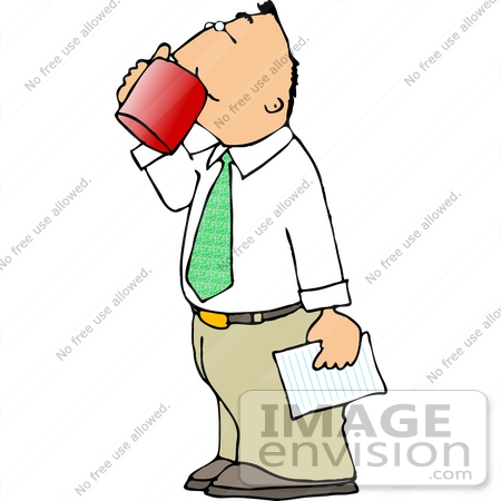 #14583 Middle Aged Caucasian Business Man Drinking Coffee From a Mug Clipart by DJArt