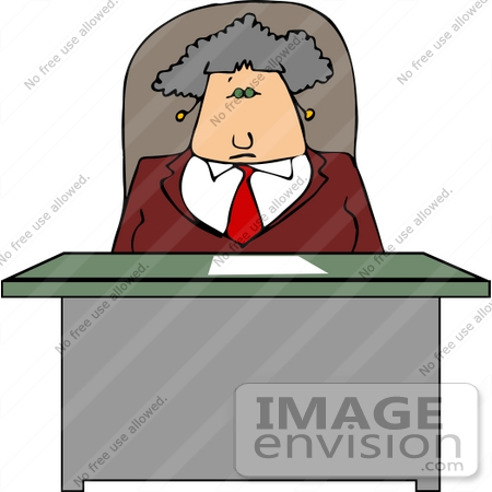 #14584 Caucasian Boss Woman at a Desk Clipart by DJArt