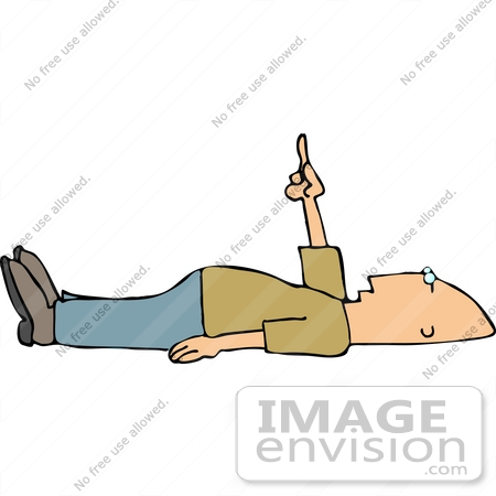 #14588 Middle Aged Caucasian Man Laying on His Back, Pointing Upwards Clipart by DJArt