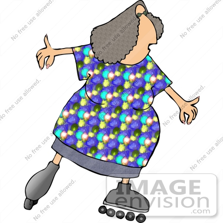 #14590 Middle Aged Caucasian Woman Roller Skating Clipart by DJArt