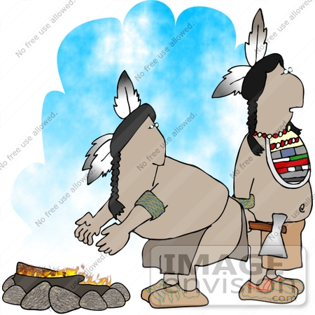 #14627 Native American Indian Men by a Fire Clipart by DJArt